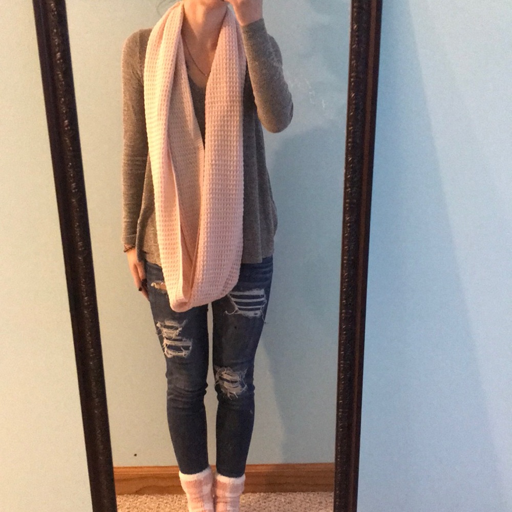 Light pink infinity scarf